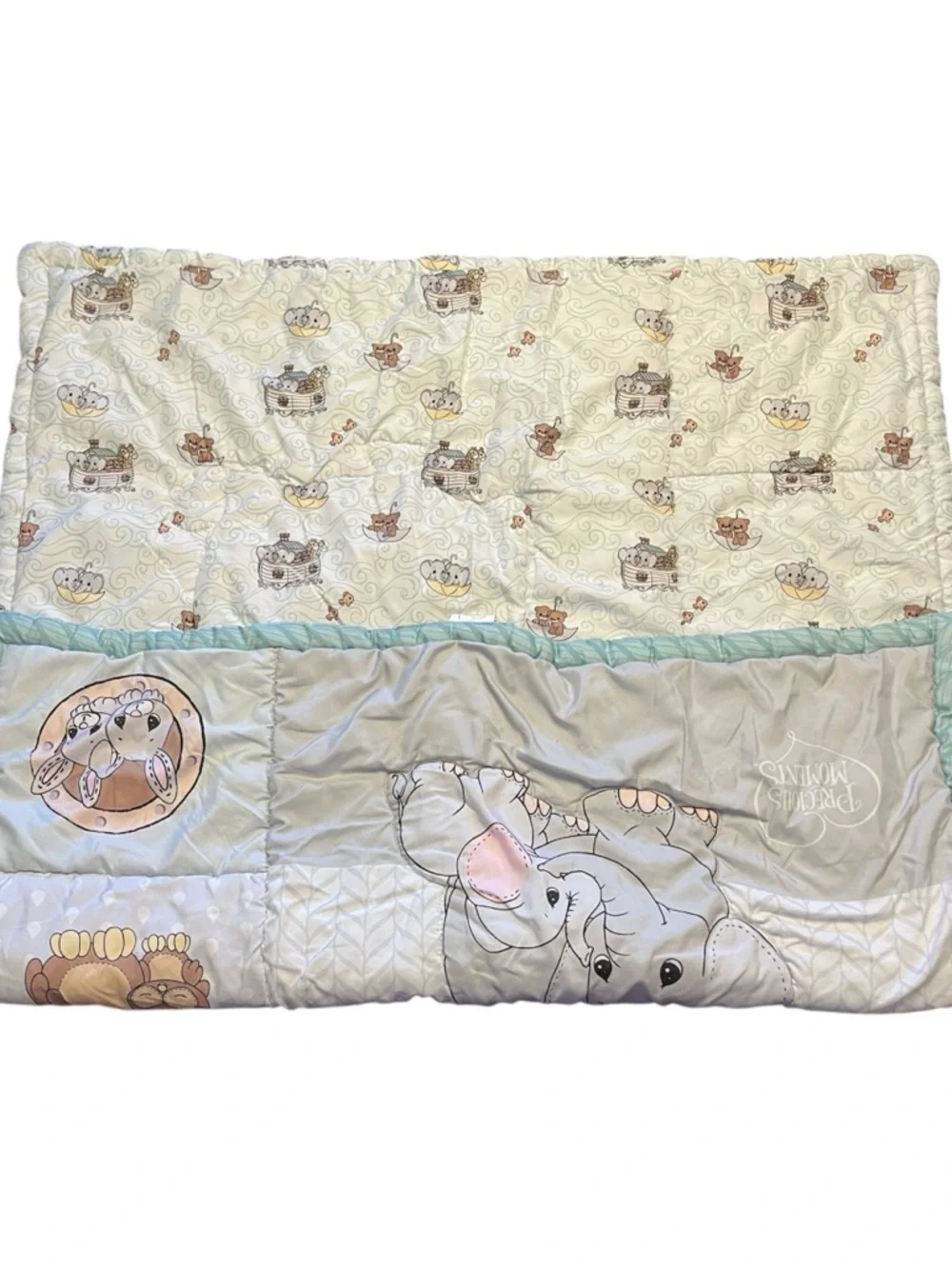 Precious Moments Noah’s Ark Baby Quilt Patchwork Reversible Microfiber Polyester